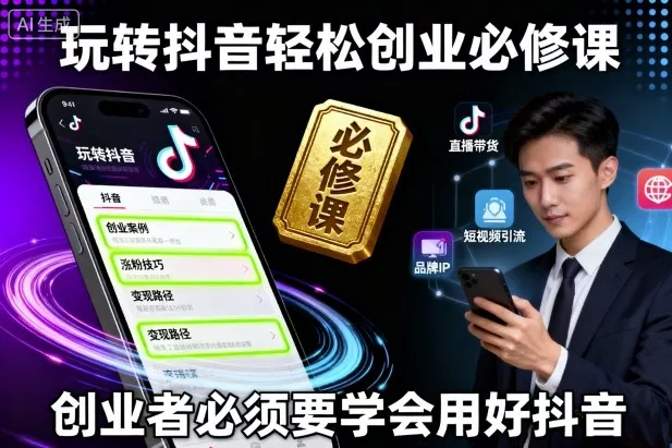 玩转抖音轻松创业必修课，创业者必须要学会用好抖音 - 付费阅读