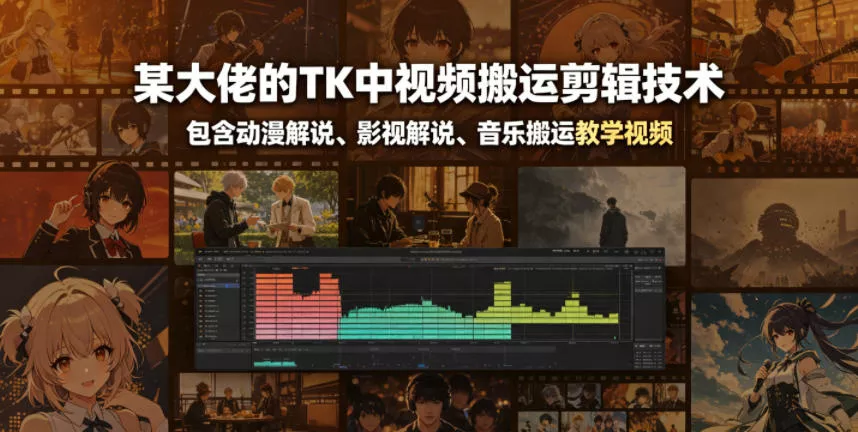 某大佬的TK中视频搬运剪辑技术，包含动漫解说、影视解说、音乐搬运教学视频 - 付费阅读