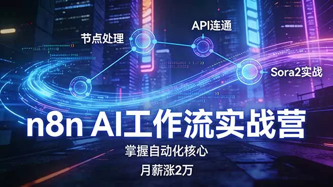 n8n AI工作流实战营，节点处理+API连通+Sora2实战，掌握自动化核心月薪涨2万 - 付费阅读