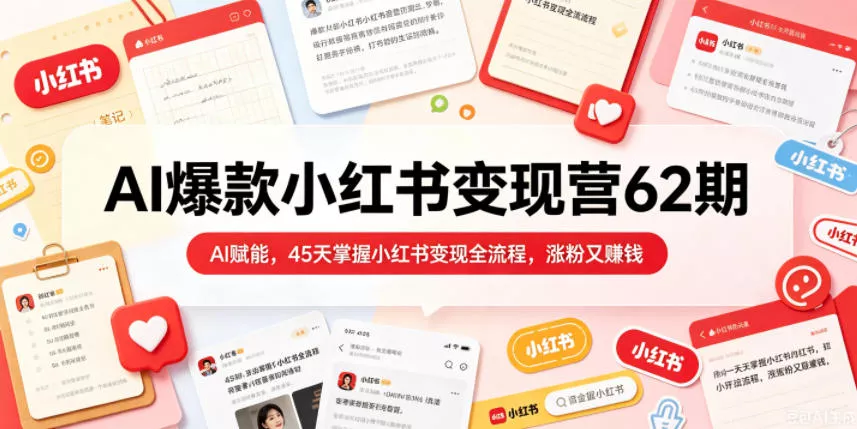 AI爆款小红书变现营62期2026年5月，AI赋能，45天掌握小红书变现全流程，涨粉又賺钱 - 付费阅读