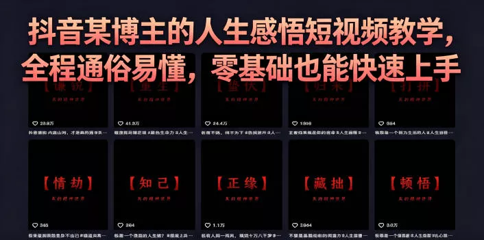抖音某博主的灰太狼人生感悟短视频教学，全程通俗易懂，零基础也能快速上手 - 付费阅读