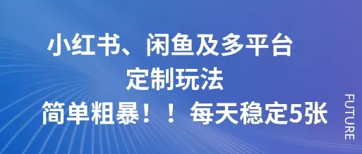 小红书、闲鱼及多平台定制玩法简单粗暴！每天稳定5张 - 付费阅读