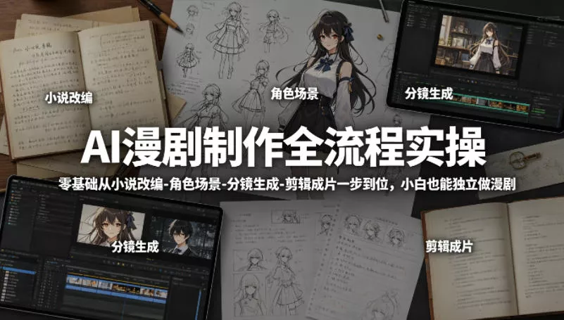 AI漫剧制作全流程实操，零基础从小说改编-角色场景-分镜生成-剪辑成片一步到位，小白也能独立做漫剧 - 付费阅读