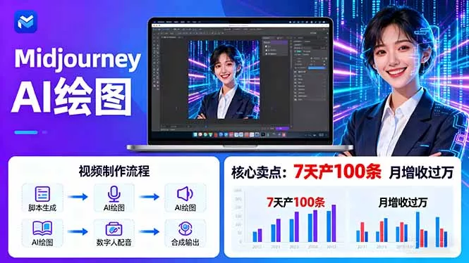 AI绘图照片开口说话视频制作：Midjourney+数字人，7天产100条月增收过万 - 付费阅读