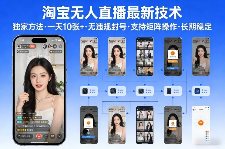 淘宝无人直播【最新技术】，独家方法，一天搞10张+，无违规封号，支持矩阵操作，长期稳定【内部揭秘】 - 付费阅读