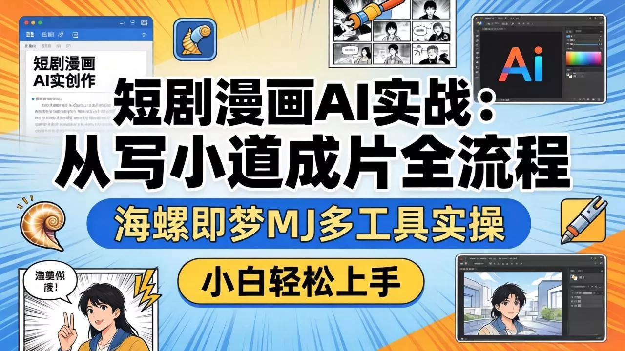 短剧漫画AI实战：从写小说到成片全流程，海螺即梦MJ多工具实操，小白轻松上手 - 付费阅读