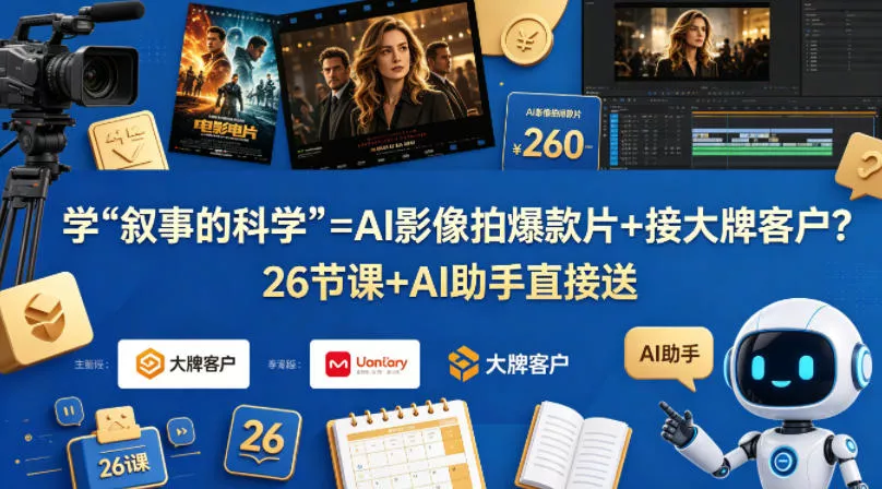 学《叙事的科学》=AI影像拍爆款片+接大牌客户？26节课+AI助手直接送【原创双语字幕】 - 付费阅读
