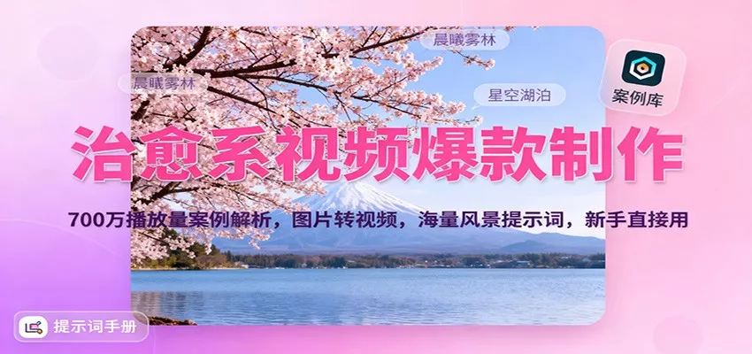 治愈系视频爆款制作，700万播放量案例解析，图片转视频，海量风景提示词，新手直接用 - 付费阅读
