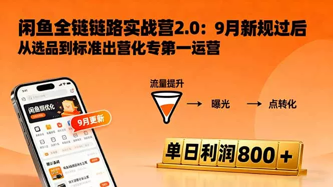 闲鱼变现课3.0：掌握链接优化、流量提升、商业变现，单日利润800+ - 付费阅读
