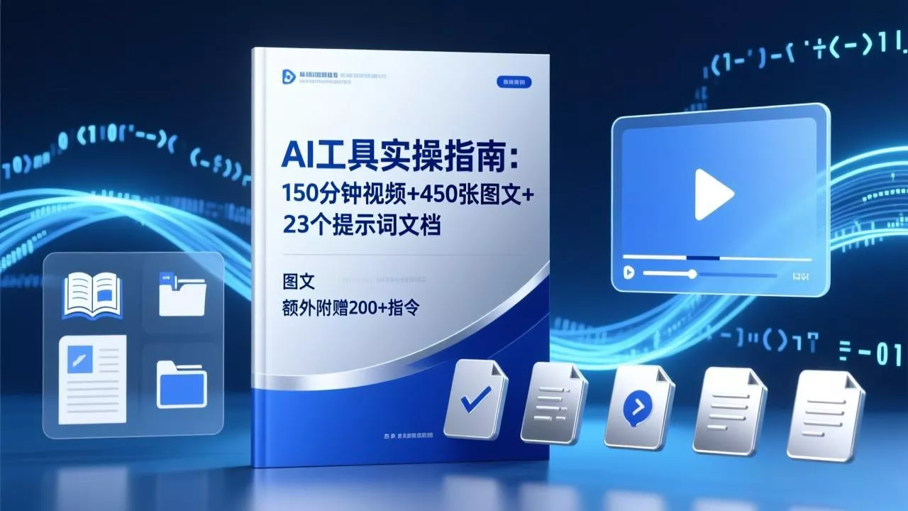 AI工具实操指南：150分钟视频+450张图文+23个提示词文档，额外附赠200+指令 - 付费阅读
