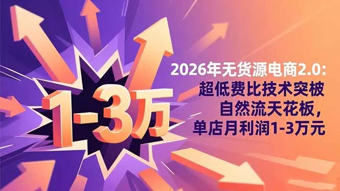 2026年无货源电商2.0：超低费比技术突破自然流天花板，单店月利润1-3万元 - 付费阅读