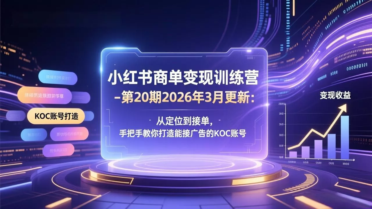 小红书商单变现训练营-第20期26年3月更新：从定位到接单，手把手教你打造能接广告的KOC账号 - 付费阅读