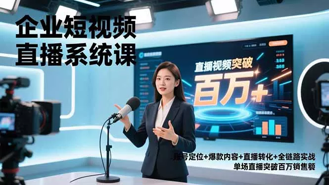 企业短视频直播系统课，账号定位+爆款内容+直播转化+全链路实战，单场直播突破百万销售额 - 付费阅读