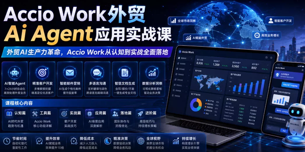 Accio Work外贸Ai Agent应用实战课，外贸AI生产力革命，Accio Work从认知到实战全面落地 - 付费阅读