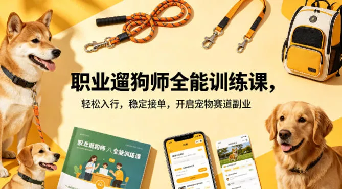 职业遛狗师全能训练课，轻松入行，稳定接单，开启宠物赛道副业 - 付费阅读