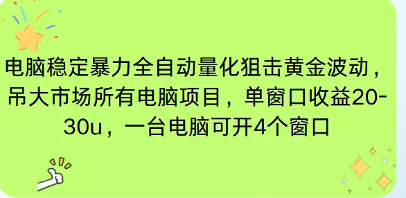 电脑EA策略挂机项目单窗口收益20-30u，单电脑可挂5-10个窗口收益稳健4位数 - 付费阅读