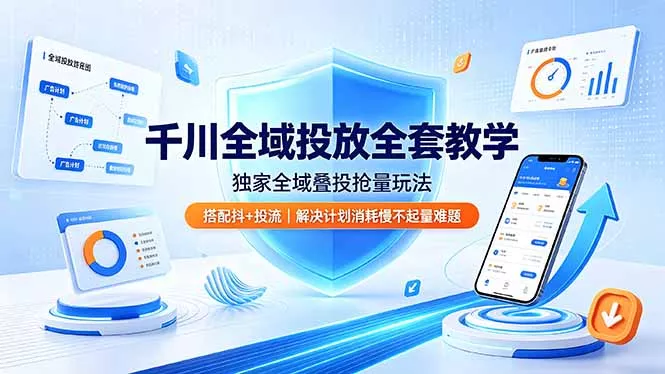 千川全域投放全套教学，独家全域叠投抢量玩法，搭配抖+投流，解决计划消耗慢不起量难题 - 付费阅读