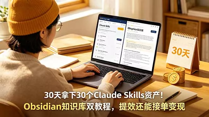 30天拿下30个Claude Skills资产！Obsidian知识库双教程，提效还能接单变现 - 付费阅读