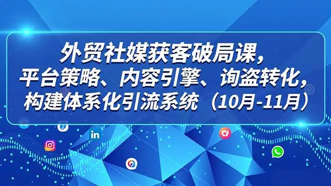 外贸 社媒获客破局课，平台策略、内容引擎、询盘转化，构建体系化引流系统(10月-11月 - 付费阅读