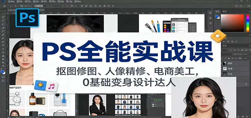 PS全能实战课：抠图修图、人像精修、电商美工，0基础变身设计达人 - 付费阅读