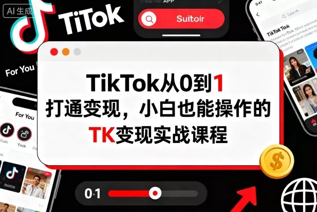 TikTok从0到1打通变现，小白也能操作的TK变现实战课程 - 付费阅读