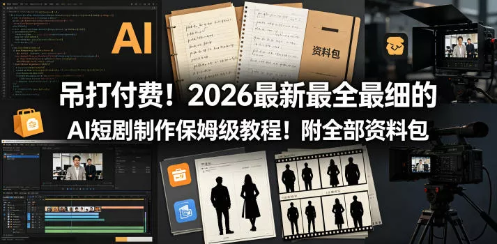 吊打付费！2026最新最全最细的AI短剧制作保姆级教程！附全部资料包 - 付费阅读