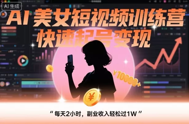 AI美女短视频训练营，快速起号变现，每天2小时，副业收入轻松过1W - 付费阅读