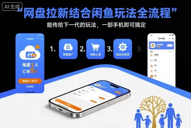 网盘拉新结合闲鱼玩法全流程，能传给下一代的玩法，一部手机即可搞定(附入口渠道以及实操教程) - 付费阅读