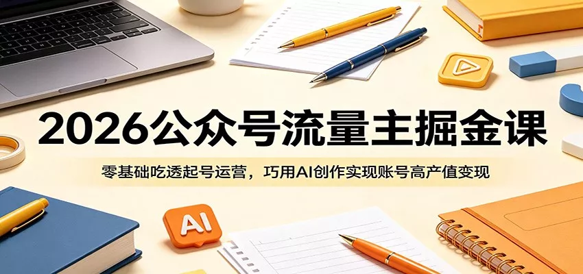 2026公众号流量主掘金课：零基础吃透起号运营，巧用AI创作实现账号高产值变现 - 付费阅读