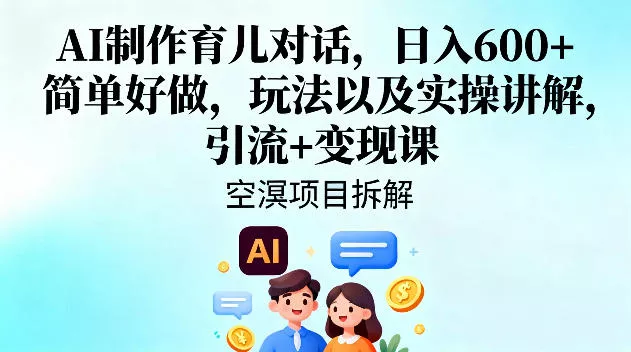 AI制作育儿对话，日入6张+，简单好做，玩法以及实操讲解，引流+变现课 - 付费阅读