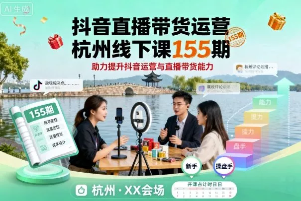 抖音直播带货运营杭州线下课155期，助力提升抖音运营与直播带货能力 - 付费阅读