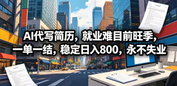 AI代写简历，就业难目前旺季，一单一结，稳定日入800，永不失业 - 付费阅读