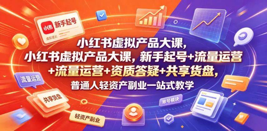 小红书虚拟产品大课，新手起号+流量运营+资质答疑+共享货盘，普通人轻资产副业一站式教学 - 付费阅读