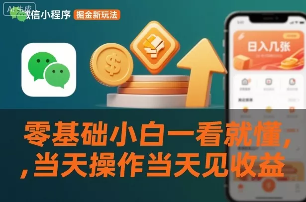 微信小程序掘金新玩法，日入几张，零基础小白一看就懂，当天操作当天见收益【揭秘】 - 付费阅读