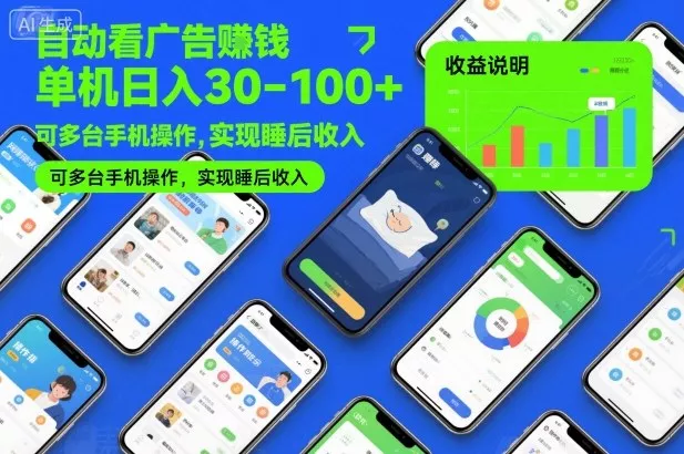自动看广告賺钱，单机日入30-100+，可多台手机操作，实现睡后收入【揭秘】 - 付费阅读