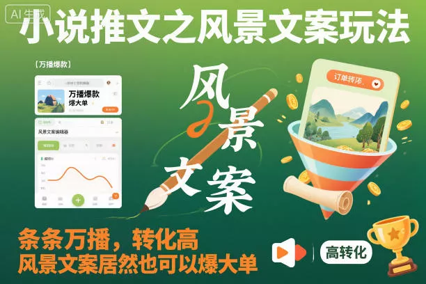 小说推文之风景文案玩法，条条万播，转化高，风景文案居然也可以爆大单！ - 付费阅读
