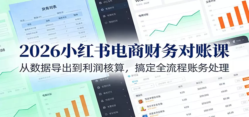 2026小红书电商财务对账课：从数据导出到利润核算，搞定全流程账务处理 - 付费阅读