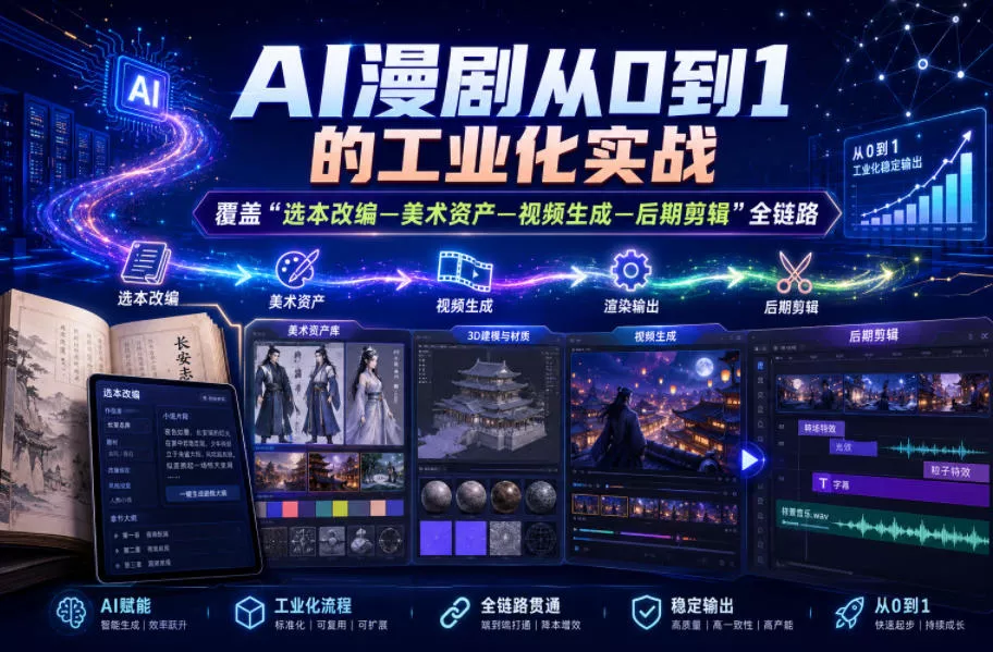 AI漫剧从0到1的工业化实战，覆盖“选本改编—美术资产—视频生成—后期剪辑”全链路(更新6月) - 付费阅读