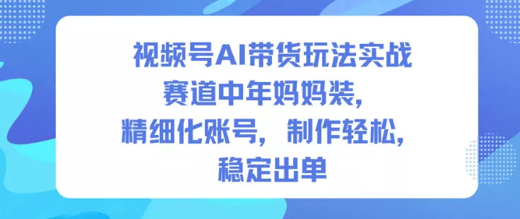 视频号AI带货玩法实战，赛道中年妈妈装，精细化账号，制作轻松，稳定出单 - 付费阅读