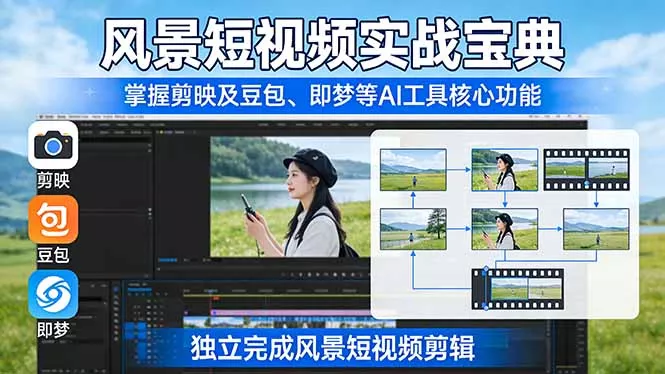 风景短视频实战宝典：掌握剪映及豆包、即梦等AI工具的核心功能，独立完成风景短视频剪辑 - 付费阅读