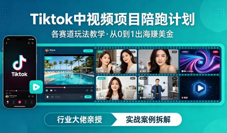 某大佬的Tiktok中视频项目陪跑，涵盖TK各个赛道玩法教学，从0到1出海賺美金 - 付费阅读
