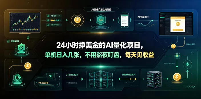 24小时挣美金的AI量化项目，单机日入几十美刀，不用熬夜盯盘，每天见收益【揭秘】 - 付费阅读