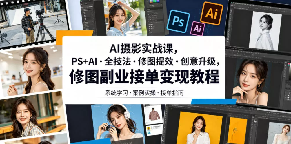AI摄影实战课，PS+AI・全技法・修图提效・创意升级，修图副业接单变现教程 - 付费阅读