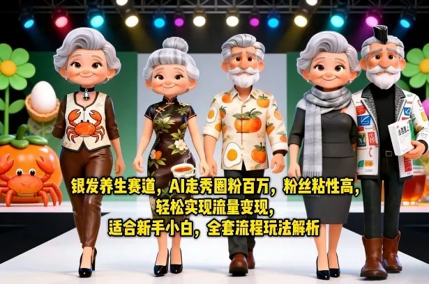 银发养生赛道，AI走秀圈粉百万，粉丝粘性高，轻松实现流量变现，适合新手小白，全套流程玩法解析 - 付费阅读