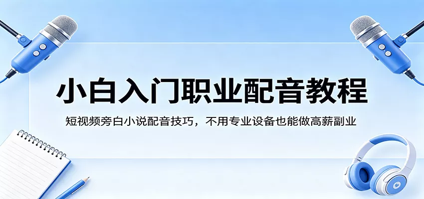小白入门职业配音教程，短视频旁白小说配音技巧，不用专业设备也能做高薪副业 - 付费阅读