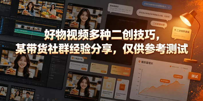 好物视频多种二创技巧，某带货社群经验分享，仅供参考测试 - 付费阅读