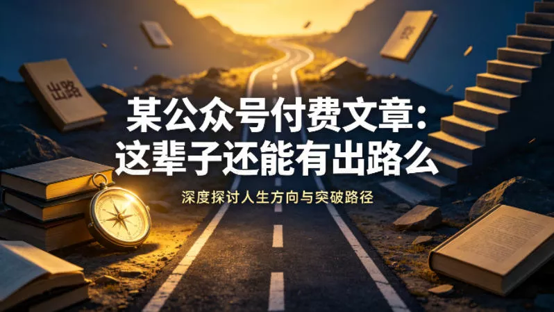 某公众号付费文章：这辈子还能有出路么 - 付费阅读