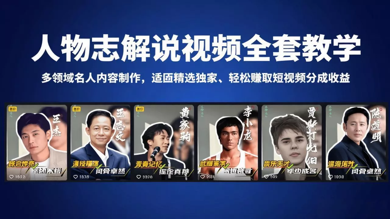 人物志解说视频全套教学，多领域名人内容制作，适配精选独家，轻松赚取短视频分成收益 - 付费阅读