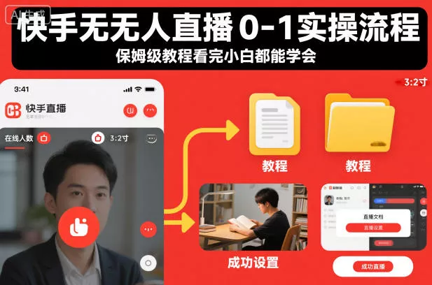 快手无人直播0-1实操流程，保姆级教程看完小白都能学会 - 付费阅读