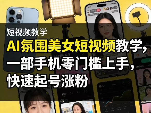 AI氛围美女短视频教学，一部手机零门槛上手，快速起号涨粉 - 付费阅读